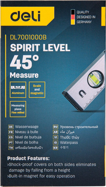 Изображение товара Уровень строительный Deli Пузырьковый / EDL7001000B (1000мм)