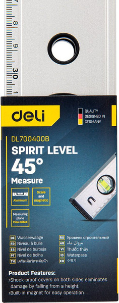 Изображение товара Уровень строительный Deli Пузырьковый / EDL700400B (400мм)