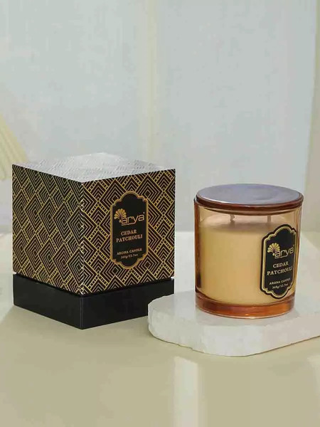Изображение товара Свеча Arya Ароматическая Cedar Patchouli / 8680943254351 (янтарь)