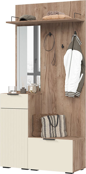 Изображение товара Секция в прихожую Стендмебель Соната ПР 01 (моно керамика/дуб крафт табачный)