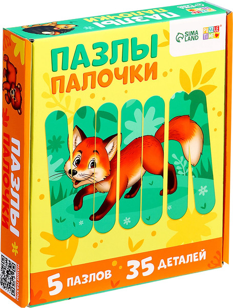 Изображение товара Развивающая игра Puzzle Time Пазлы палочки. Лесные животные / 10663258 (5шт)