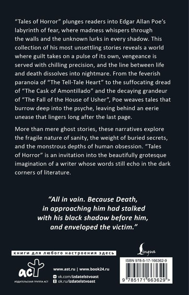 Изображение товара Книга АСТ Tales of Horror, мягкая обложка (Poe Edgar)