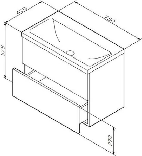 Изображение товара Тумба с умывальником AM.PM Gem M90-FHX0752-WC0752WG
