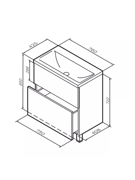 Изображение товара Тумба с умывальником AM.PM Gem M90-FSX0752HF-WCC0752WG