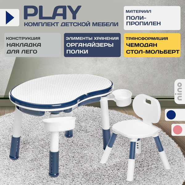 Изображение товара Комплект мебели с детским столом NINO Play BS-8830+8833C(Blue)