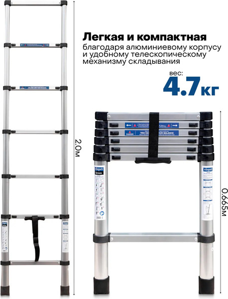 Изображение товара Телескопическая лестница Scheppach Sch-UP200 (65694)