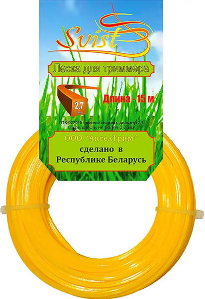 Изображение товара Леска для триммера Svist ЛТК-027015 2.7мм (15м, квадрат)