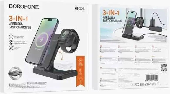 Изображение товара Зарядное устройство беспроводное Borofone BQ26 3в1 (черный)