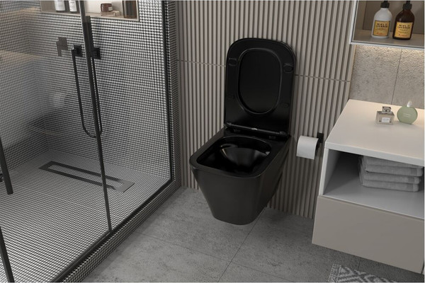 Изображение товара Унитаз подвесной с инсталляцией Abber Rechteck AC1201MB-AC0105-AC0120RG (с кнопкой смыва)