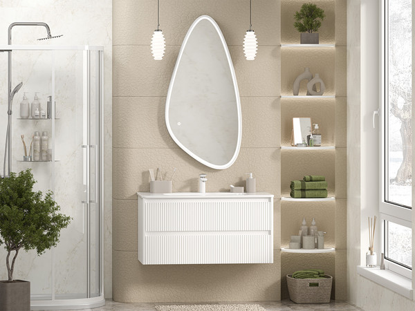 Изображение товара Тумба с умывальником Brevita Riva 100 / RIV-07100-0102Я+B-OND100-01