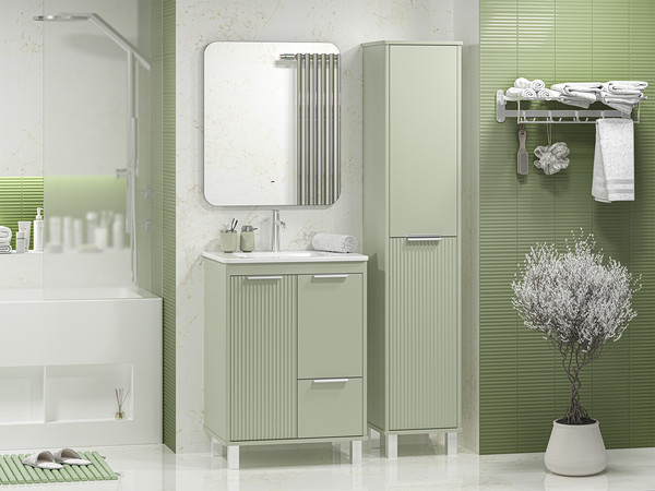 Изображение товара Тумба с умывальником Brevita Risacca Pistachio 60 / RIS-06060-0842Я+B-OND060-01 (фисташковый)
