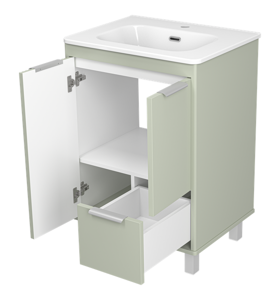 Изображение товара Тумба с умывальником Brevita Risacca Pistachio 60 / RIS-06060-0842Я+B-OND060-01 (фисташковый)