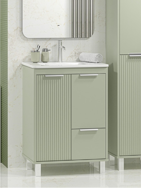 Изображение товара Тумба с умывальником Brevita Risacca Pistachio 60 / RIS-06060-0842Я+B-OND060-01 (фисташковый)
