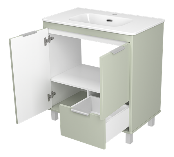 Изображение товара Тумба с умывальником Brevita Risacca Pistachio 80 / RIS-06080-0842Я+B-OND080-01 (фисташковый)