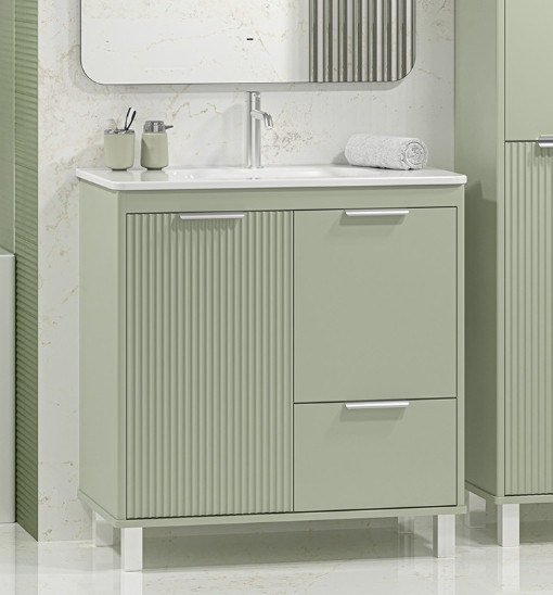 Изображение товара Тумба с умывальником Brevita Risacca Pistachio 80 / RIS-06080-0842Я+B-OND080-01 (фисташковый)