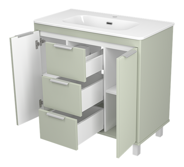 Изображение товара Тумба с умывальником Brevita Risacca Pistachio 90 / RIS-06090-0842Я+B-OND090-01 (фисташковый)
