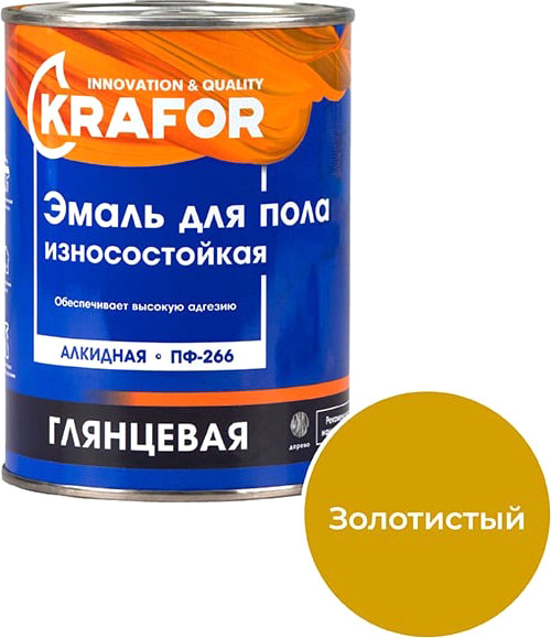 Изображение товара Эмаль Krafor ПФ-266 для пола (900г, золотистый)