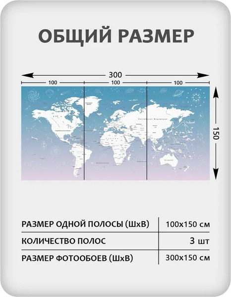 Изображение товара Фотообои листовые Citydecor Карта мира 26 (300x150см)