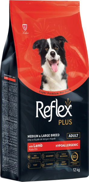 Изображение товара Сухой корм для собак Reflex Plus Для взрослых собак средних и крупных пород с ягненком и рисом (12кг)