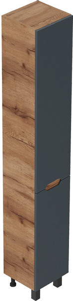 Изображение товара Шкаф-пенал для ванной Onika Айленд 30 / 403084 (графит/дуб крафт золотой)