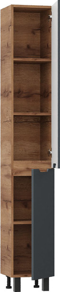 Изображение товара Шкаф-пенал для ванной Onika Айленд 30 / 403084 (графит/дуб крафт золотой)