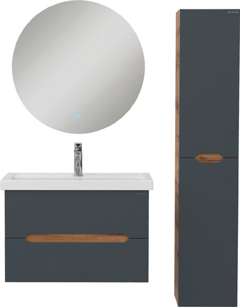 Изображение товара Шкаф-пенал для ванной Onika Айленд 30 / 403085 (графит/дуб крафт золотой)