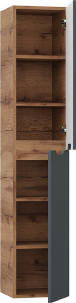 Изображение товара Шкаф-пенал для ванной Onika Айленд 30 / 403085 (графит/дуб крафт золотой)