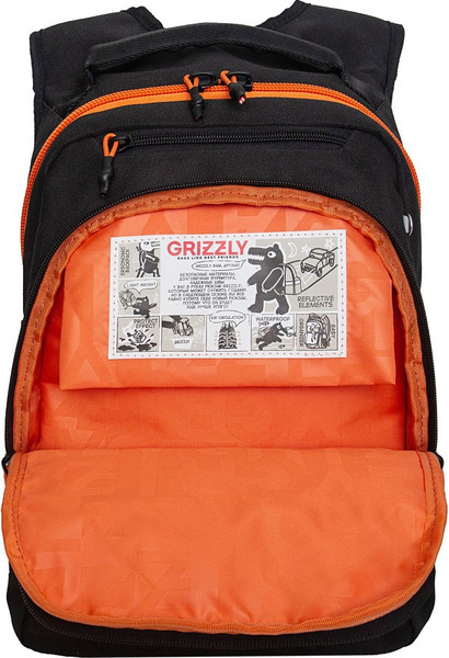 Изображение товара Школьный рюкзак Grizzly RB-450-3f (черный/оранжевый)