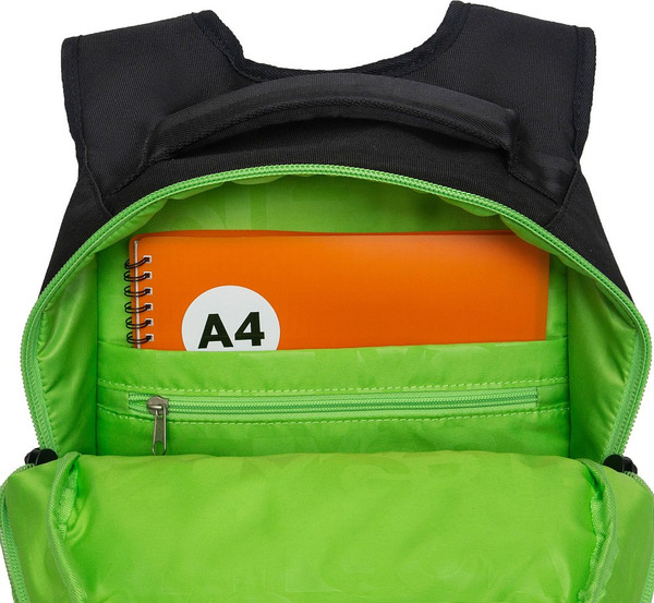 Изображение товара Школьный рюкзак Grizzly RB-450-3f (черный/салатовый)