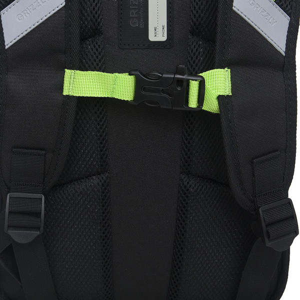 Изображение товара Школьный рюкзак Grizzly RB-450-3f (черный/салатовый)