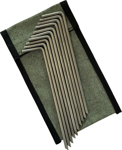 Изображение товара Набор колышков для палатки СИБТЕРМО Нержавейка в чехле + растяжки 4шт / 01410303