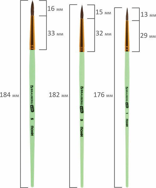 Изображение товара Набор кистей Brauberg Kids / 201081 (15шт)