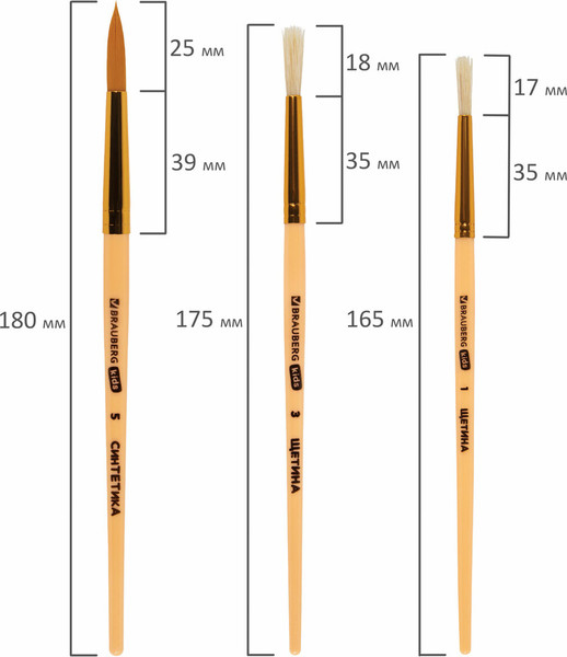 Изображение товара Набор кистей Brauberg Kids / 201081 (15шт)