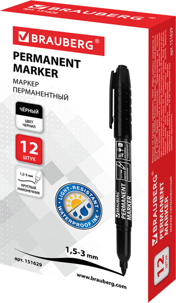 Изображение товара Маркер перманентный Brauberg 151629 (черный)