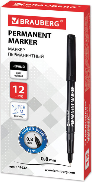 Изображение товара Маркер перманентный Brauberg Super Slim / 151632 (черный)