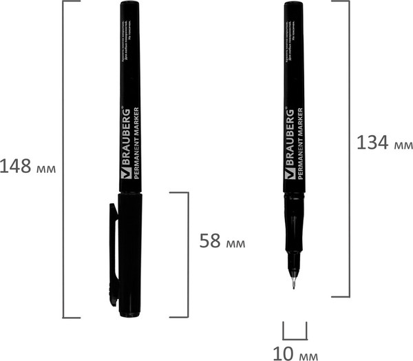 Изображение товара Маркер перманентный Brauberg Super Slim / 151632 (черный)