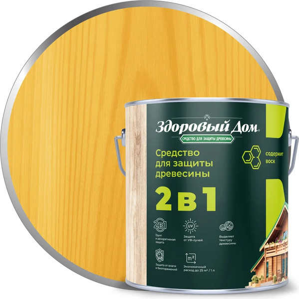 Изображение товара Защитно-декоративный состав Здоровый дом 2в1 Сосна (2.7л)