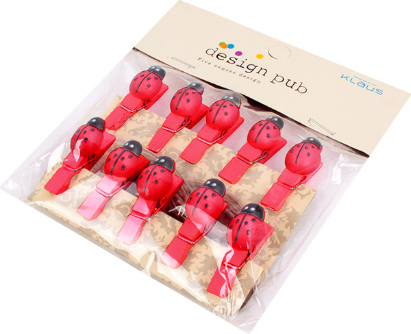 Изображение товара Набор прищепок декоративных Darvish Божья коровка / DV-H-1795-1 (10шт, красный)