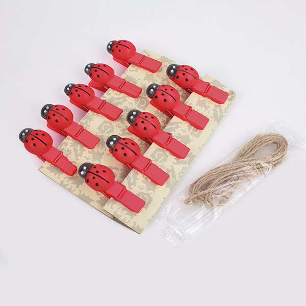 Изображение товара Набор прищепок декоративных Darvish Божья коровка / DV-H-1795-1 (10шт, красный)