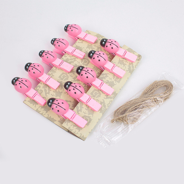 Изображение товара Набор прищепок декоративных Darvish Божья коровка / DV-H-1795-2 (10шт, розовый)