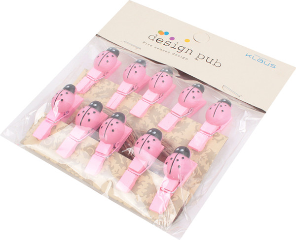 Изображение товара Набор прищепок декоративных Darvish Божья коровка / DV-H-1795-2 (10шт, розовый)
