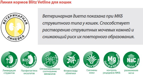 Изображение товара Влажный корм для кошек Blitz Pets Cat Vetline Urinary м индейкой / 4119В (100г)