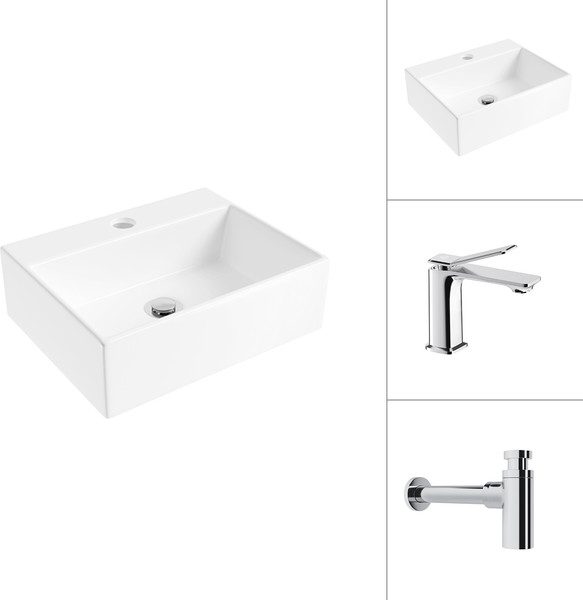 Изображение товара Умывальник со смесителем Lauter 21344 + Allure 21C618С с сифоном 21635CH (хром)