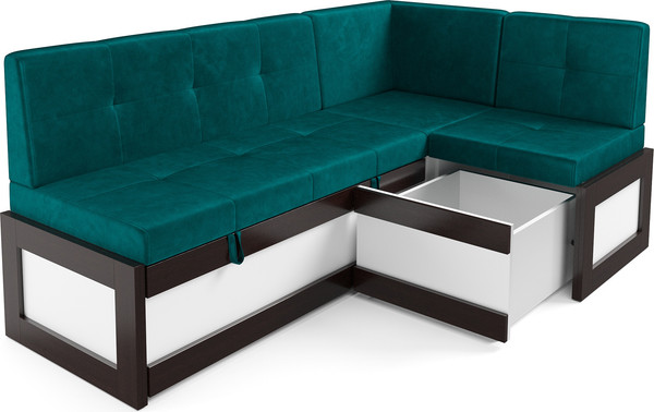 Изображение товара Уголок кухонный мягкий Mebel-Ars Нотис 211х82х135.5 см / M11-28-2 (бархат сине-зеленый Star Velvet 43 Black Green)