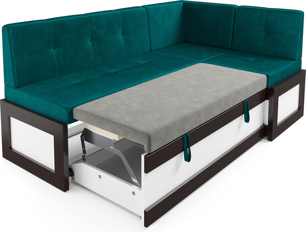 Изображение товара Уголок кухонный мягкий Mebel-Ars Нотис 211х82х135.5 см / M11-28-2 (бархат сине-зеленый Star Velvet 43 Black Green)