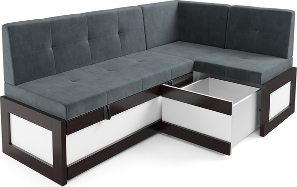 Изображение товара Уголок кухонный мягкий Mebel-Ars Нотис 191х82х116 см / M11-27-5 (велюр серо-синий HB-178/26)