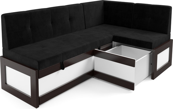 Изображение товара Уголок кухонный мягкий Mebel-Ars Нотис 211х82х135.5 см / M11-28-9 (велюр черный НВ-178/17)