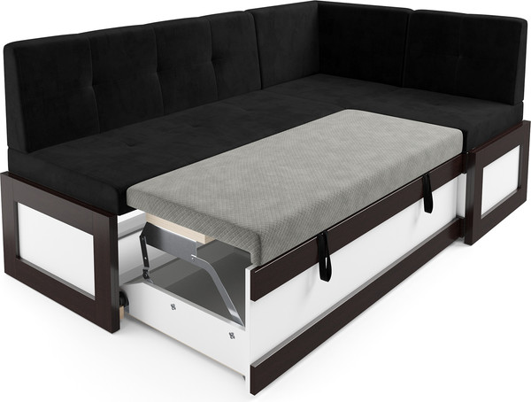 Изображение товара Уголок кухонный мягкий Mebel-Ars Нотис 211х82х135.5 см / M11-28-9 (велюр черный НВ-178/17)