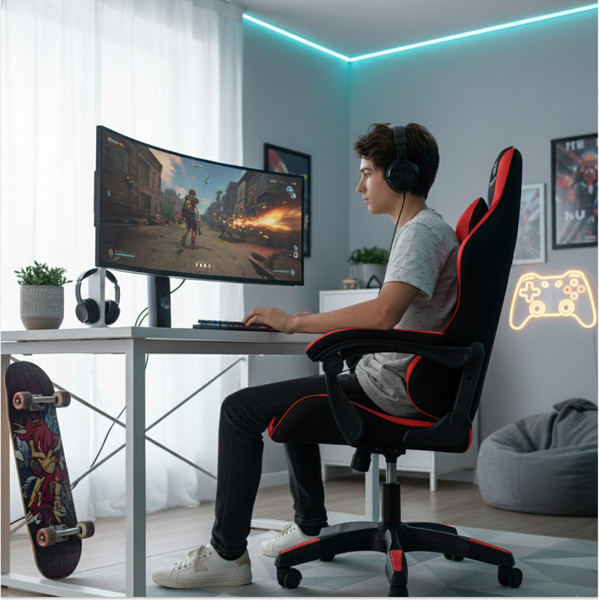 Изображение товара Кресло геймерское Mio Tesoro Норманн 8011 (черный/красный)