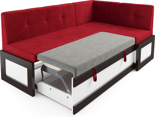 Изображение товара Уголок кухонный мягкий Mebel-Ars Нотис 211х82х135.5 см / M11-28-16 (кордрой красный)